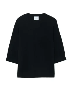 Pull Cachemire Col V Oversize Manche 3/4