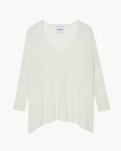 Pull Cachemire Col V Oversize Manche 3/4