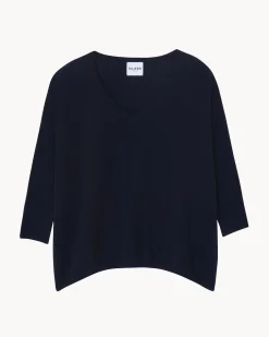 Pull Cachemire Col V Oversize Manche 3/4