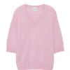 Pull Cachemire Col V Oversize Manche 3/4