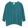 Pull Cachemire Col V Oversize Manche 3/4