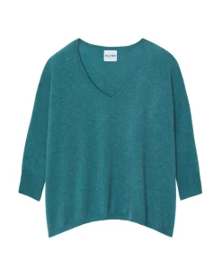 Pull Cachemire Col V Oversize Manche 3/4