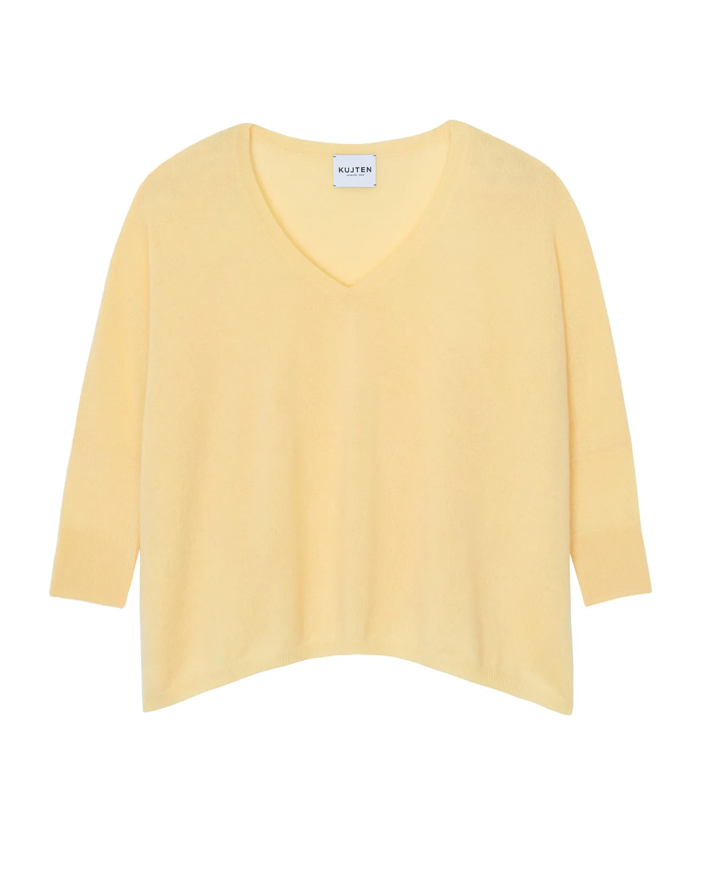 Pull Cachemire Col V Oversize Manche 3/4