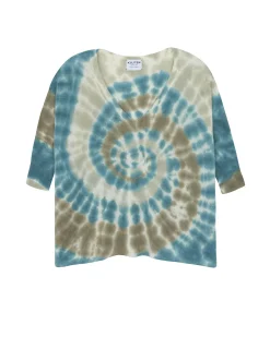 Pull Cachemire Col V Oversize Tie & Dye, 2 Fils