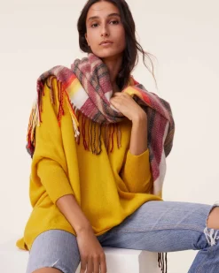 Pull Cachemire Col V Oversize Manche 3/4