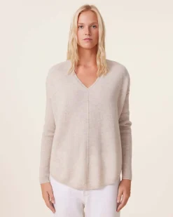 Pull Cachemire Col V Oversize Liquette, 2 Fils