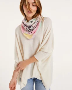 Pull Cachemire Col V Oversize Manche 3/4