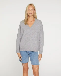 Pull Cachemire Col V Oversize Femme