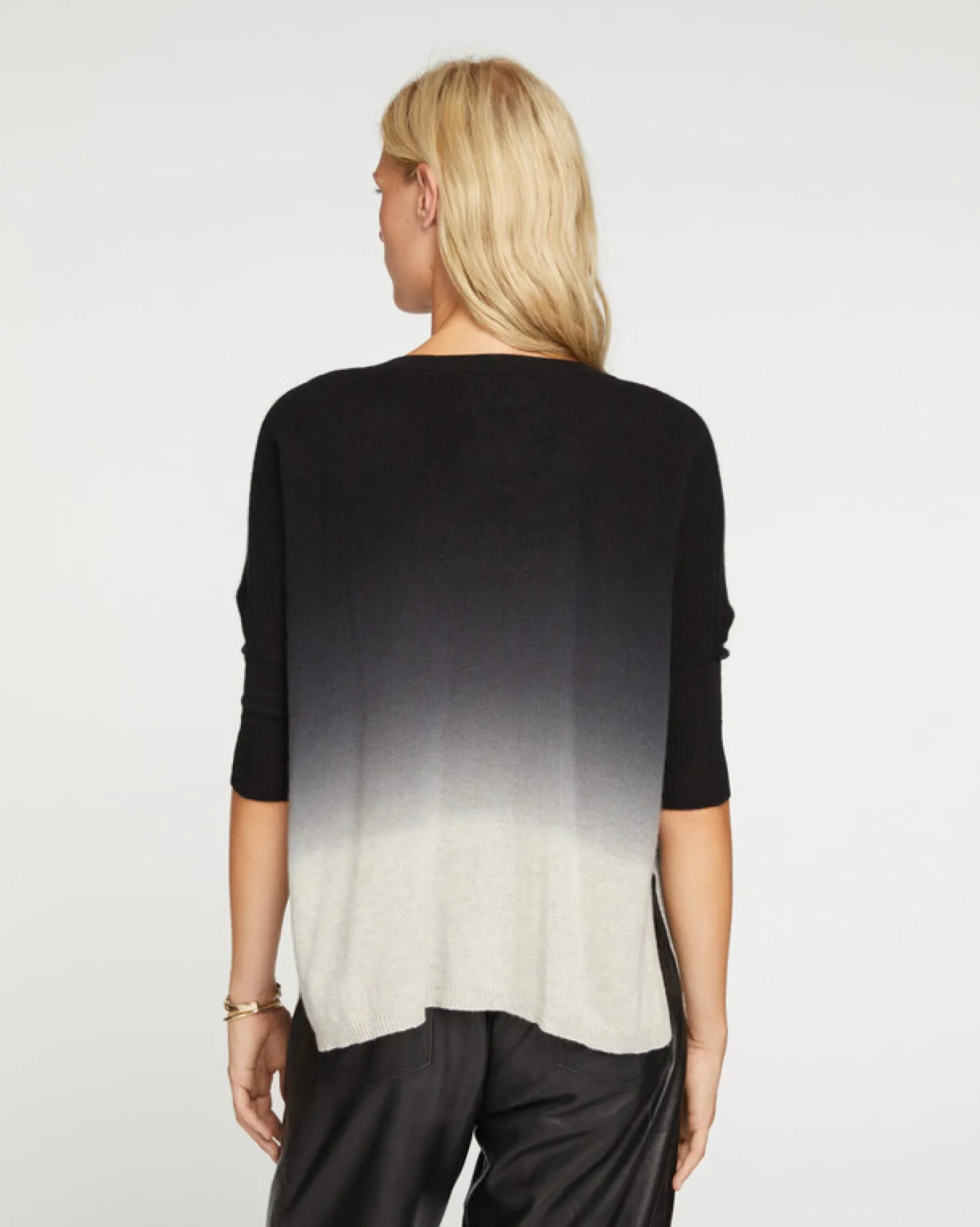 Pull Cachemire Col V Oversize Manches 3/4