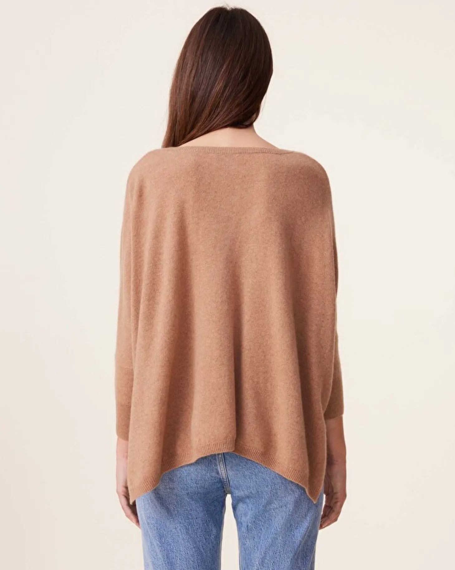 Pull Cachemire Col V Oversize Manche 3/4
