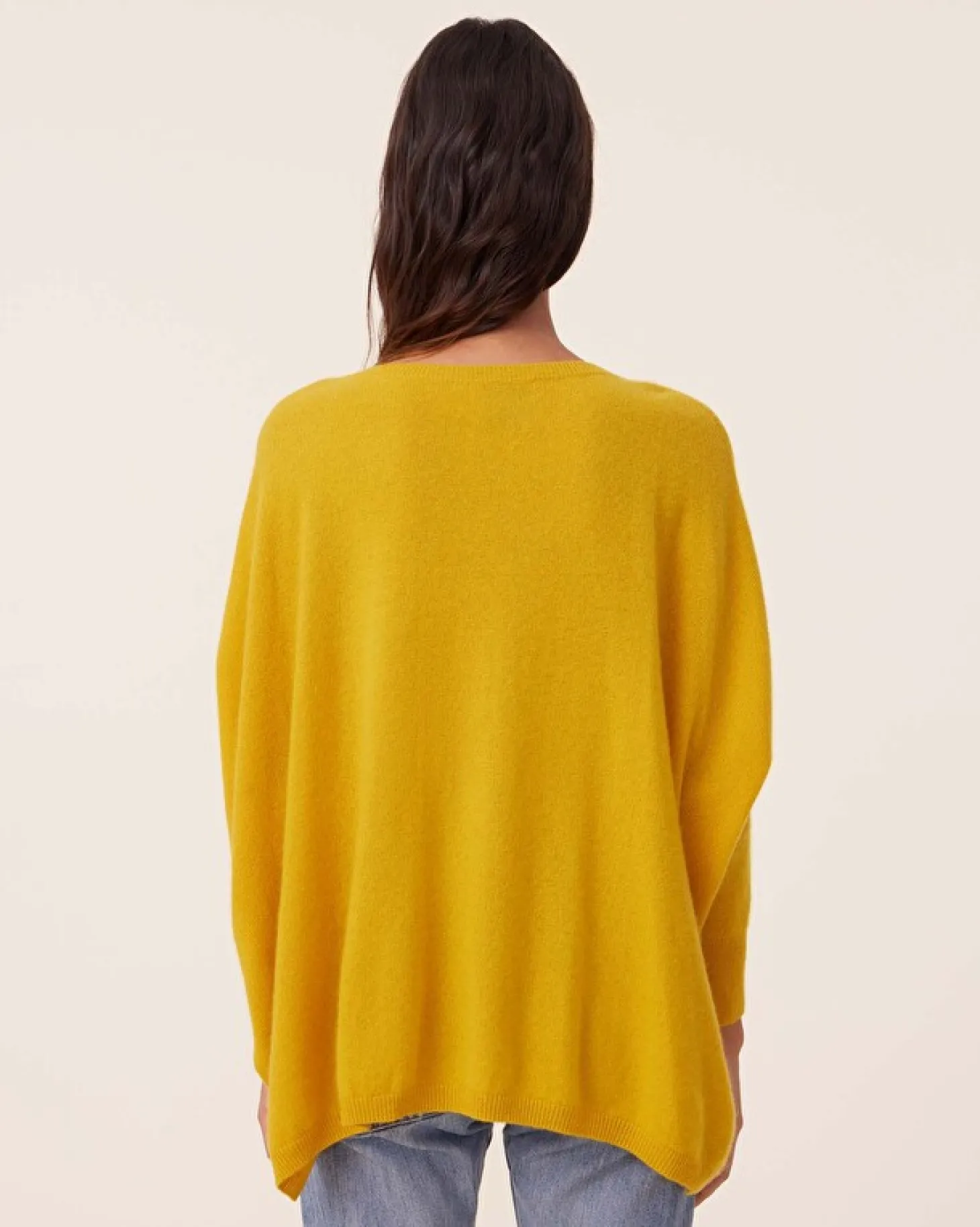 Pull Cachemire Col V Oversize Manche 3/4