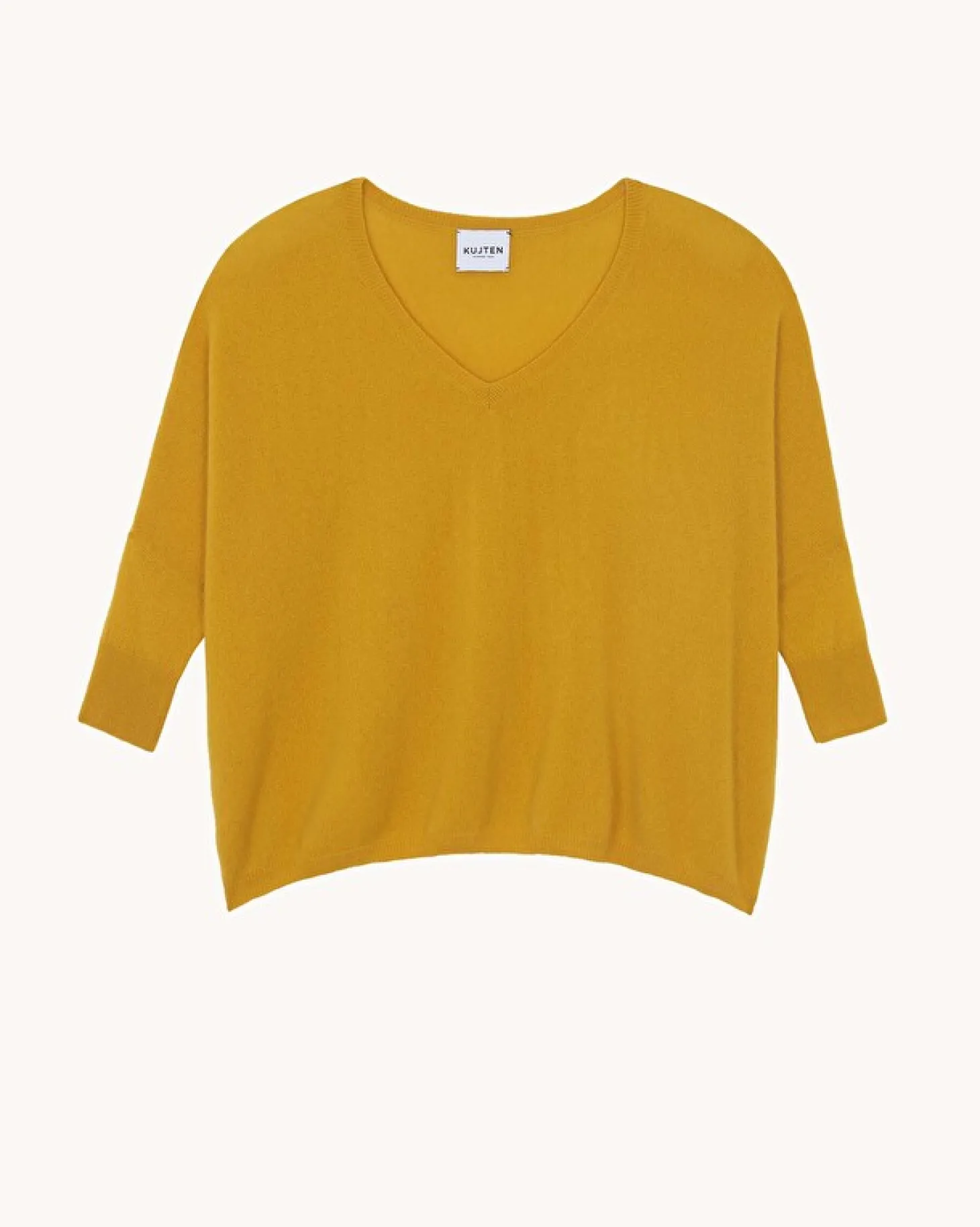 Pull Cachemire Col V Oversize Manche 3/4