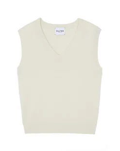 Pull Cachemire Col V Sans Manches Femme