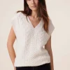 Pull Cachemire Col V Sans Manches, 8 Fils