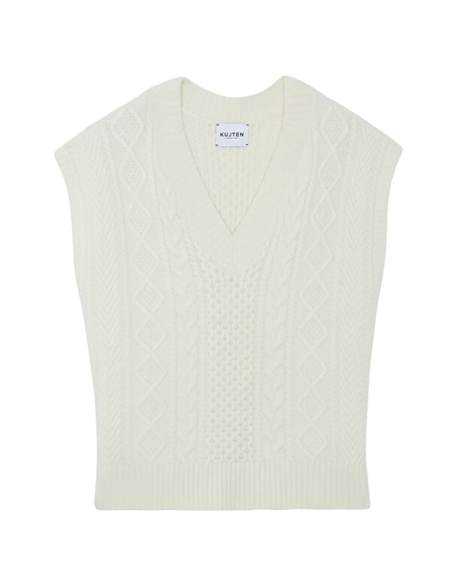 Pull Cachemire Col V Sans Manches, 8 Fils