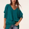 Pull Cachemire Femme Col V Oversize, 2 Fils