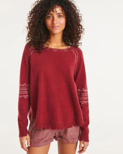 Pull Cachemire Femme Col Rond Broderie