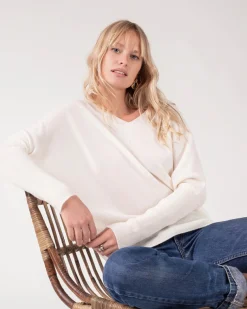Pull Cachemire Femme Col V Chauve Souris
