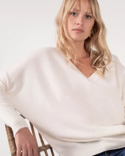 Pull Cachemire Femme Col V Chauve Souris