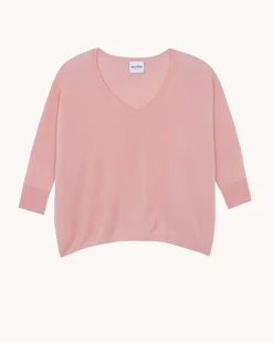 Pull Cachemire Femme Col V Oversize, 2 Fils