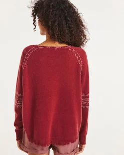 Pull Cachemire Femme Col Rond Broderie