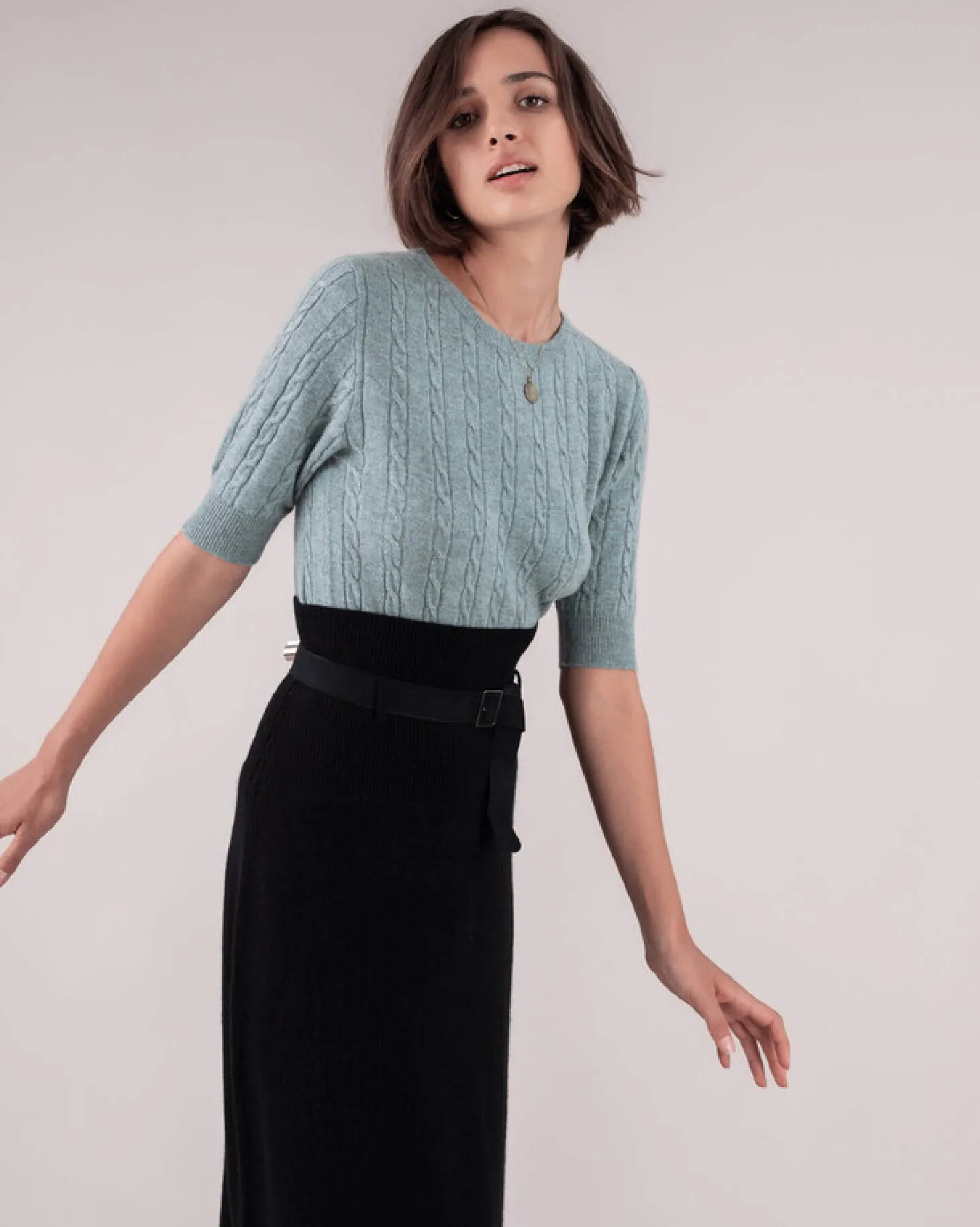 Pull Cachemire Femme Uni Manches Courtes