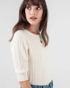 Pull Cachemire Femme Uni Manches Courtes