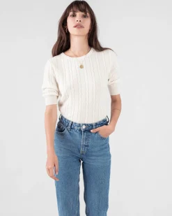 Pull Cachemire Femme Uni Manches Courtes
