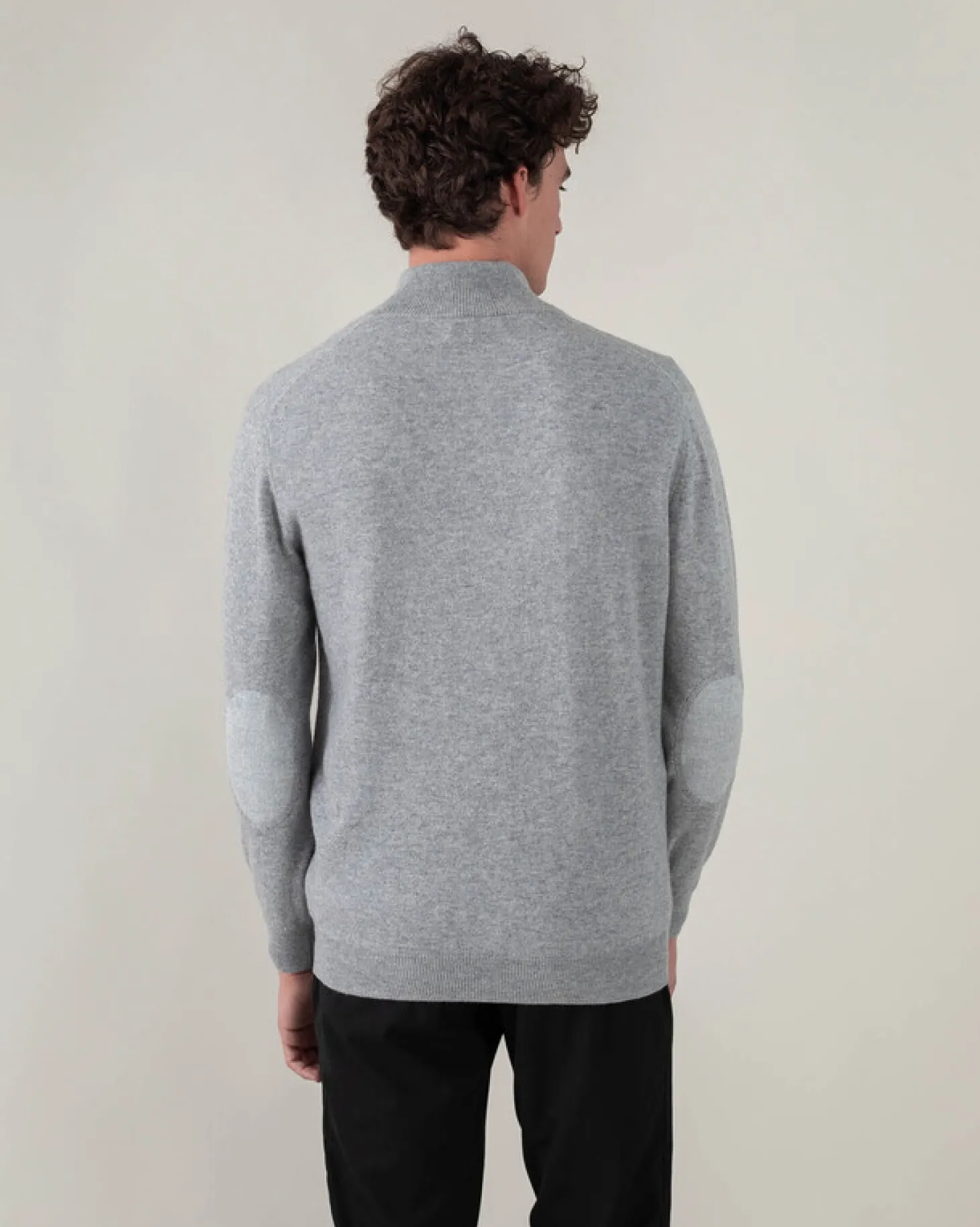 Pull Cachemire Homme Col Roule Uni Avec Patchs Aux Coudes