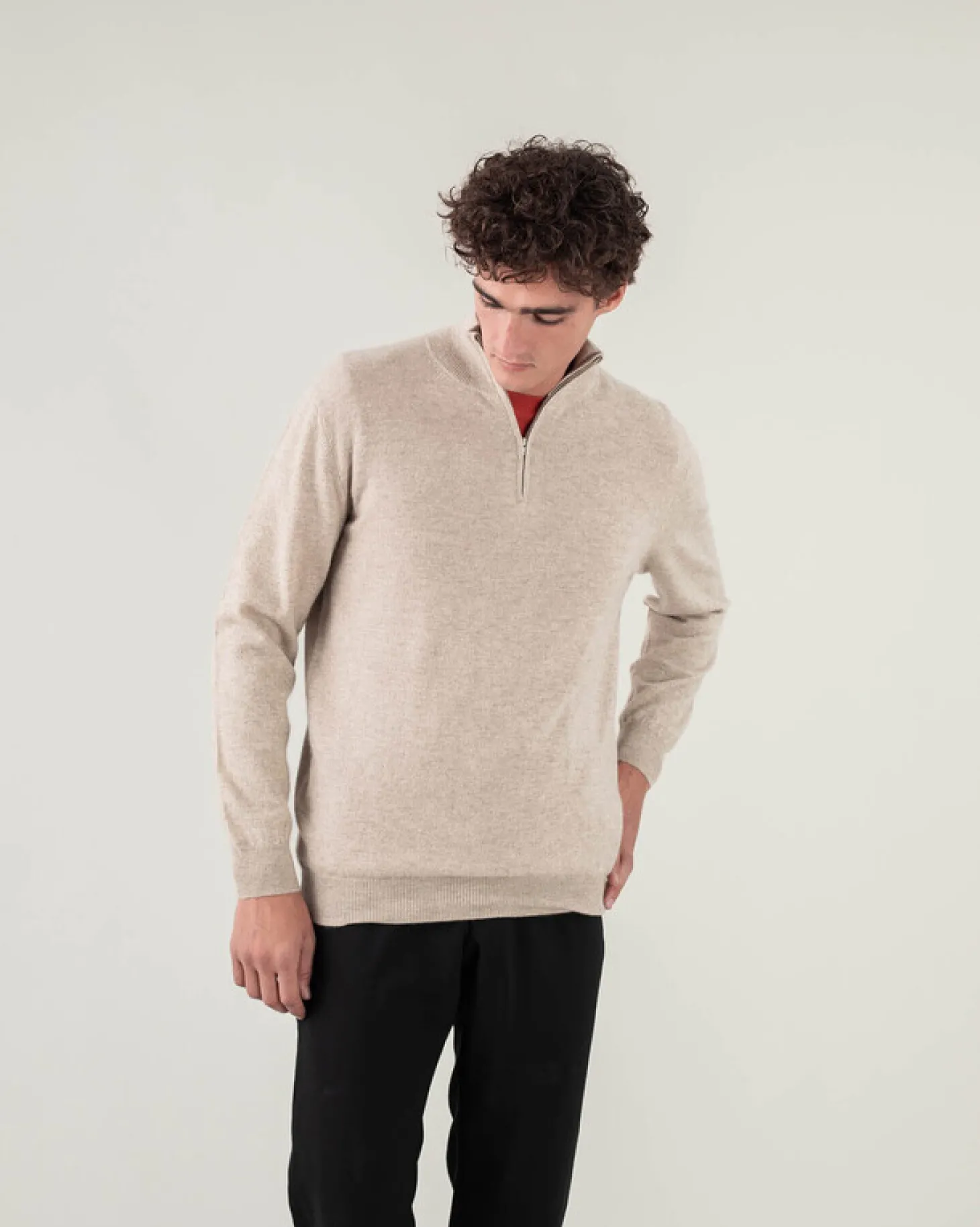 Pull Cachemire Homme Col Roule Uni Avec Patchs Aux Coudes