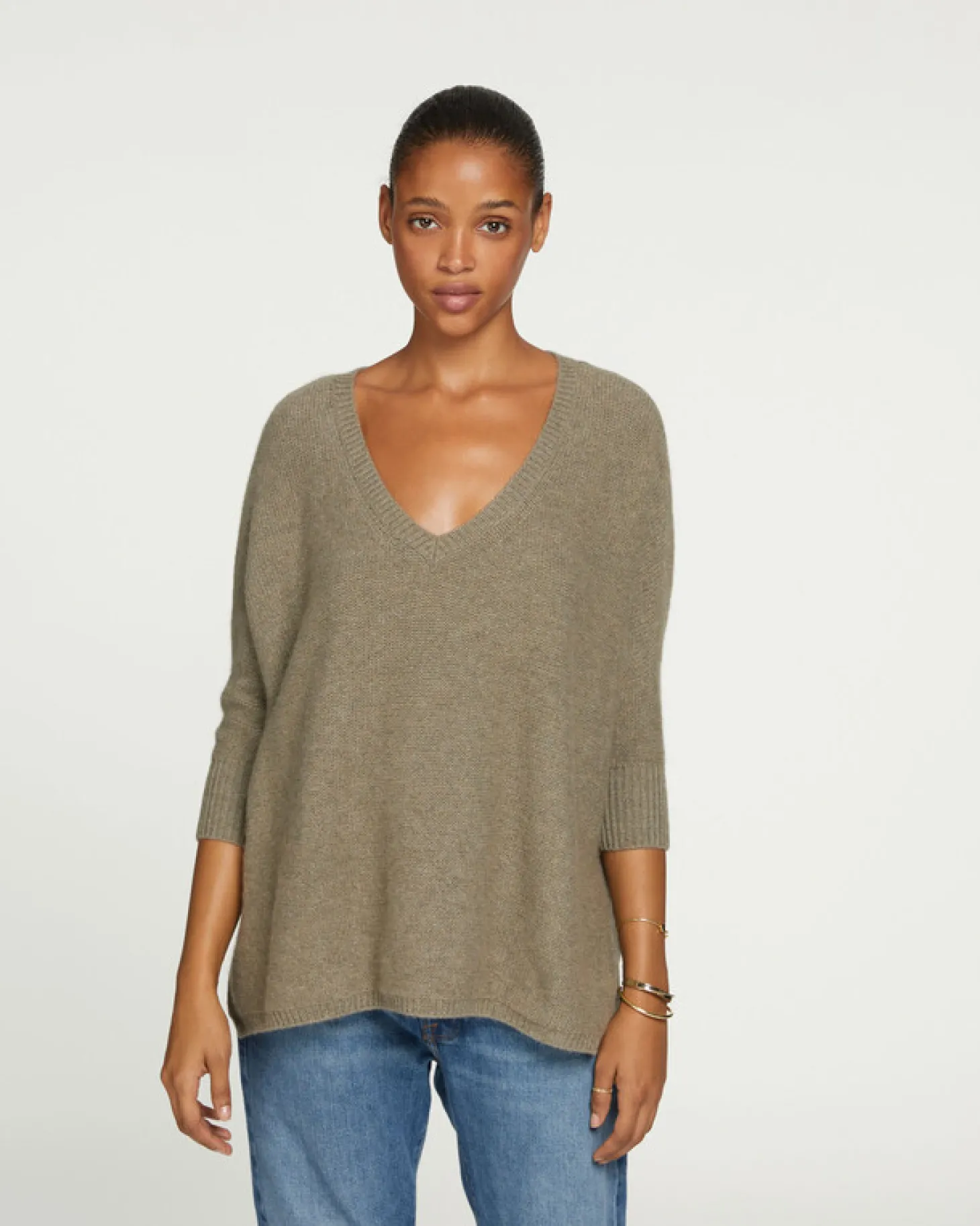 Pull Cachemire Oversize Manches 3/4