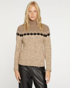 Pull Cachemire Ski Col Cheminee Femme
