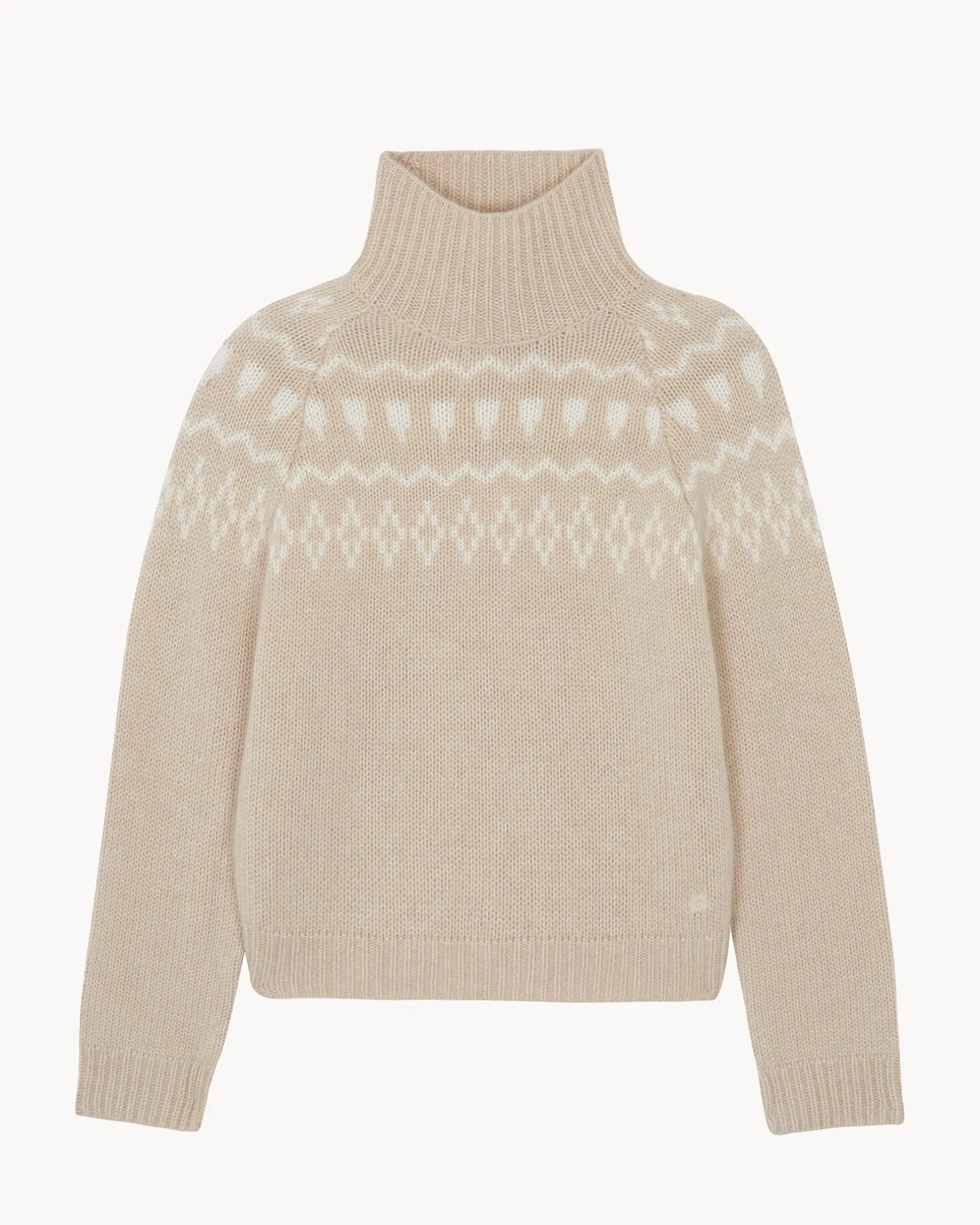Pull Col Cheminee Cachemire Jacquard, 4 Fils