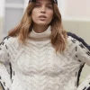 Pull Col Cheminee Femme Torsade Bicolore