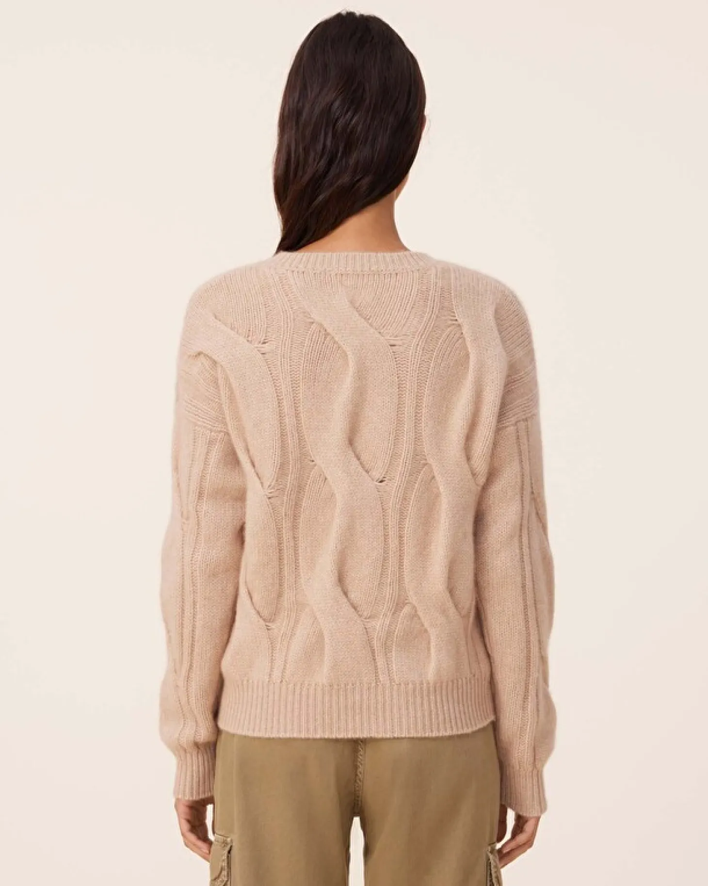 Pull Col Rond Cachemire Torsade, 8 Fils