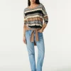 Pull Col Rond Intarsia Cachemire