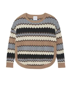 Pull Col Rond Intarsia Cachemire