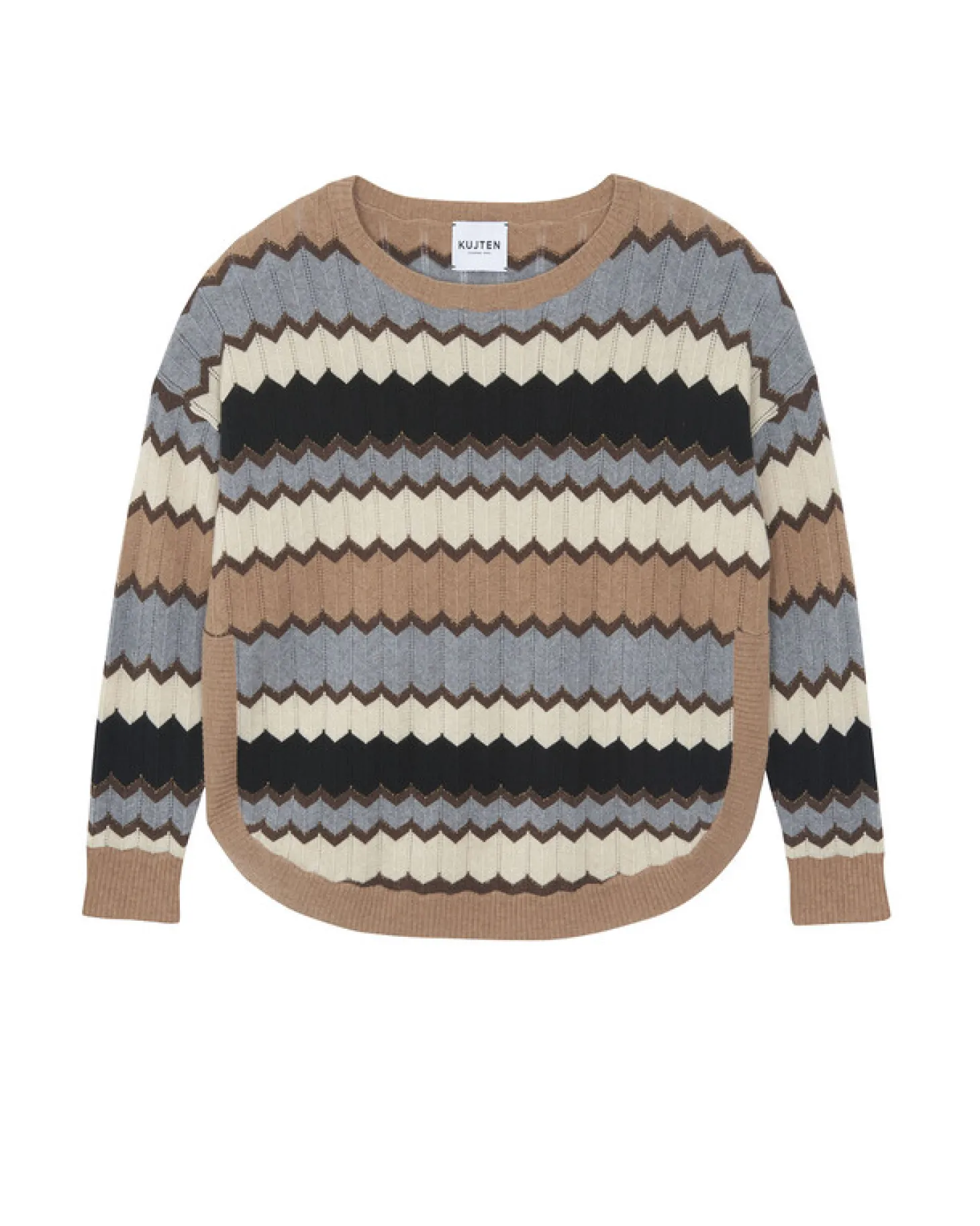 Pull Col Rond Intarsia Cachemire