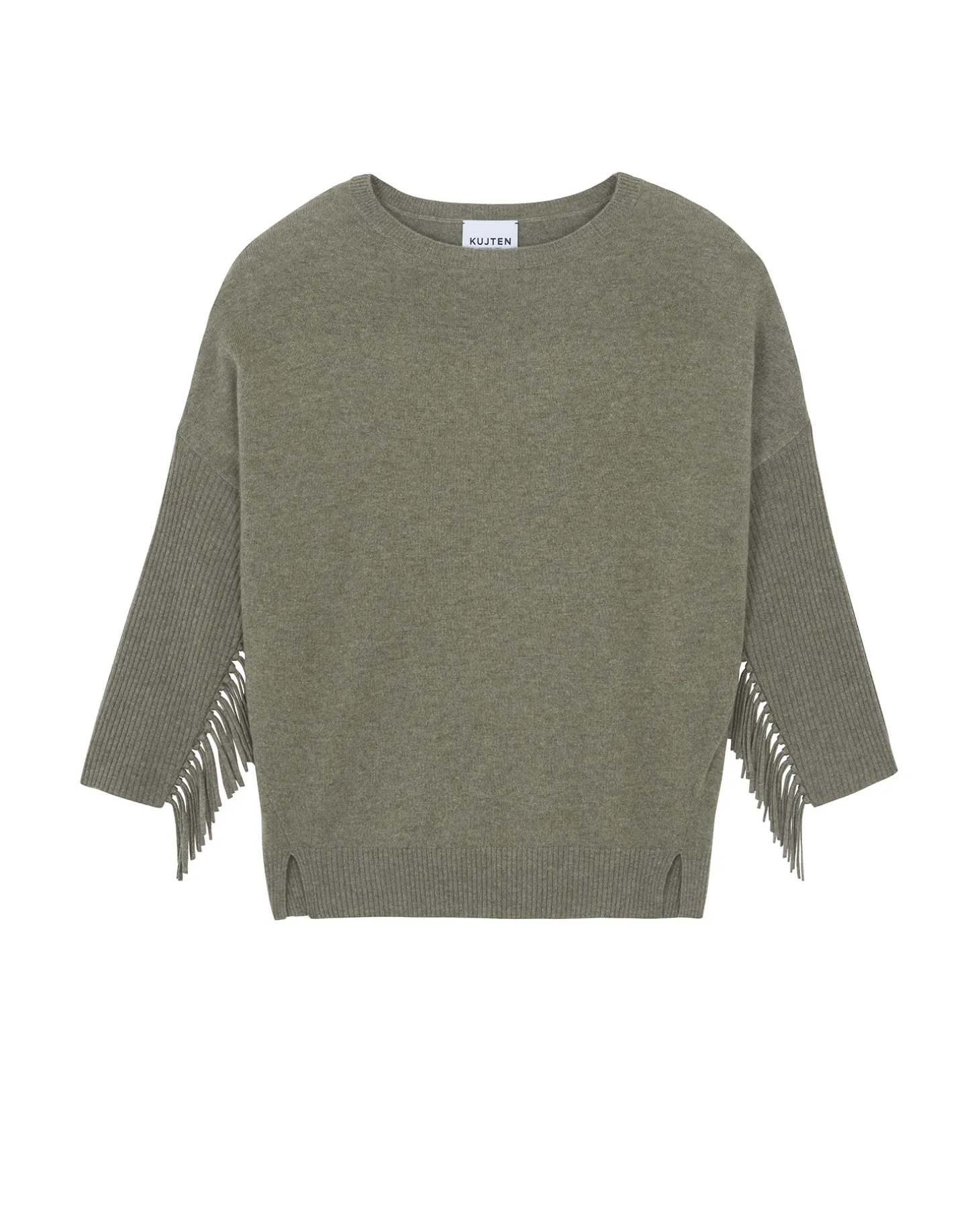 Pull Col Rond Manches Franges Cachemire, 2 Fils