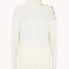 Pull Col Roule Femme Boutons Gold