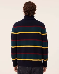 Pull Col Roule Raye Cachemire Intarsia, 6 Fils