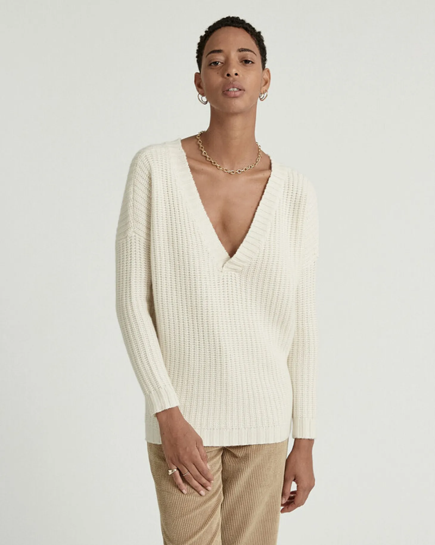 Pull Col V Dos Manches Longues