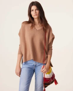 Pull Col V Oversize Cachemire Milano, 2 Fils