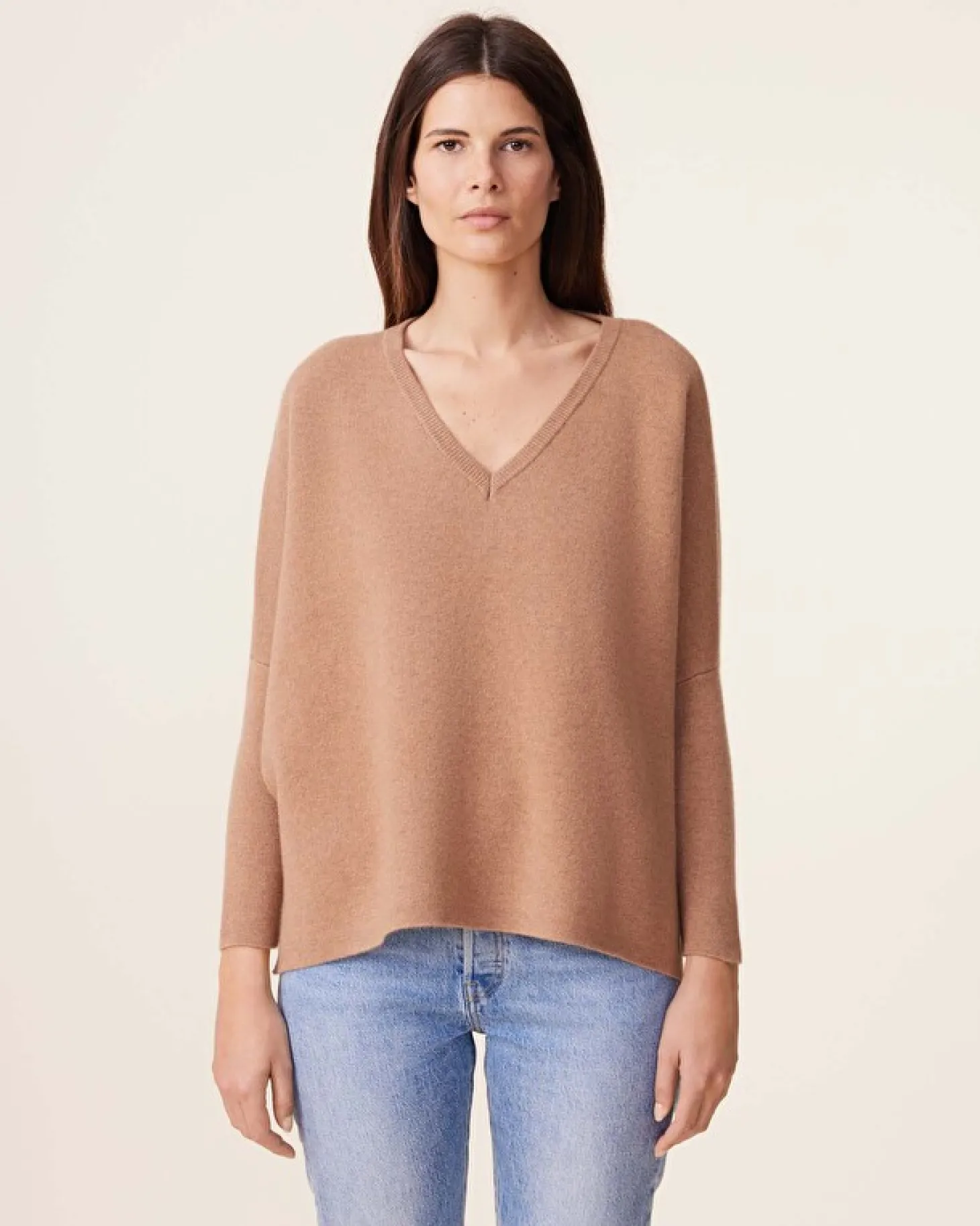 Pull Col V Oversize Cachemire Milano, 2 Fils