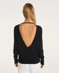 Pull Dos Nu Cachemire Col Rond Femme