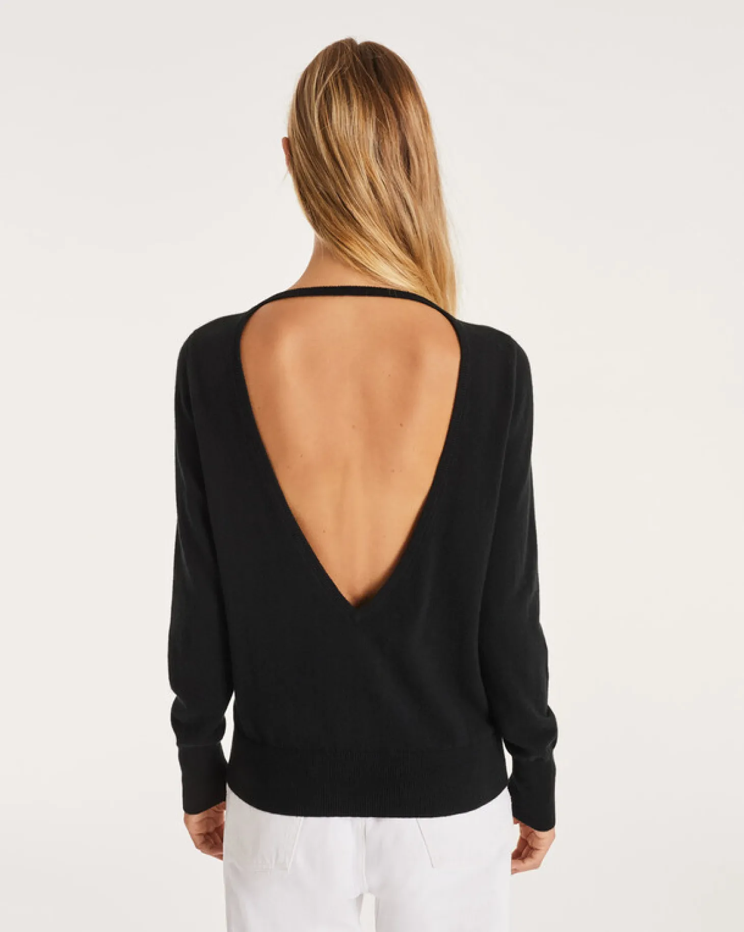 Pull Dos Nu Cachemire Col Rond Femme