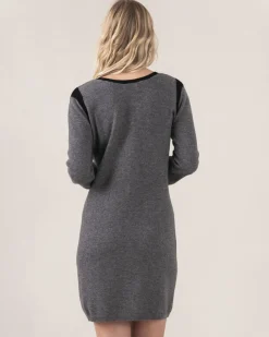 Robe Cachemire Col V Manches Longues