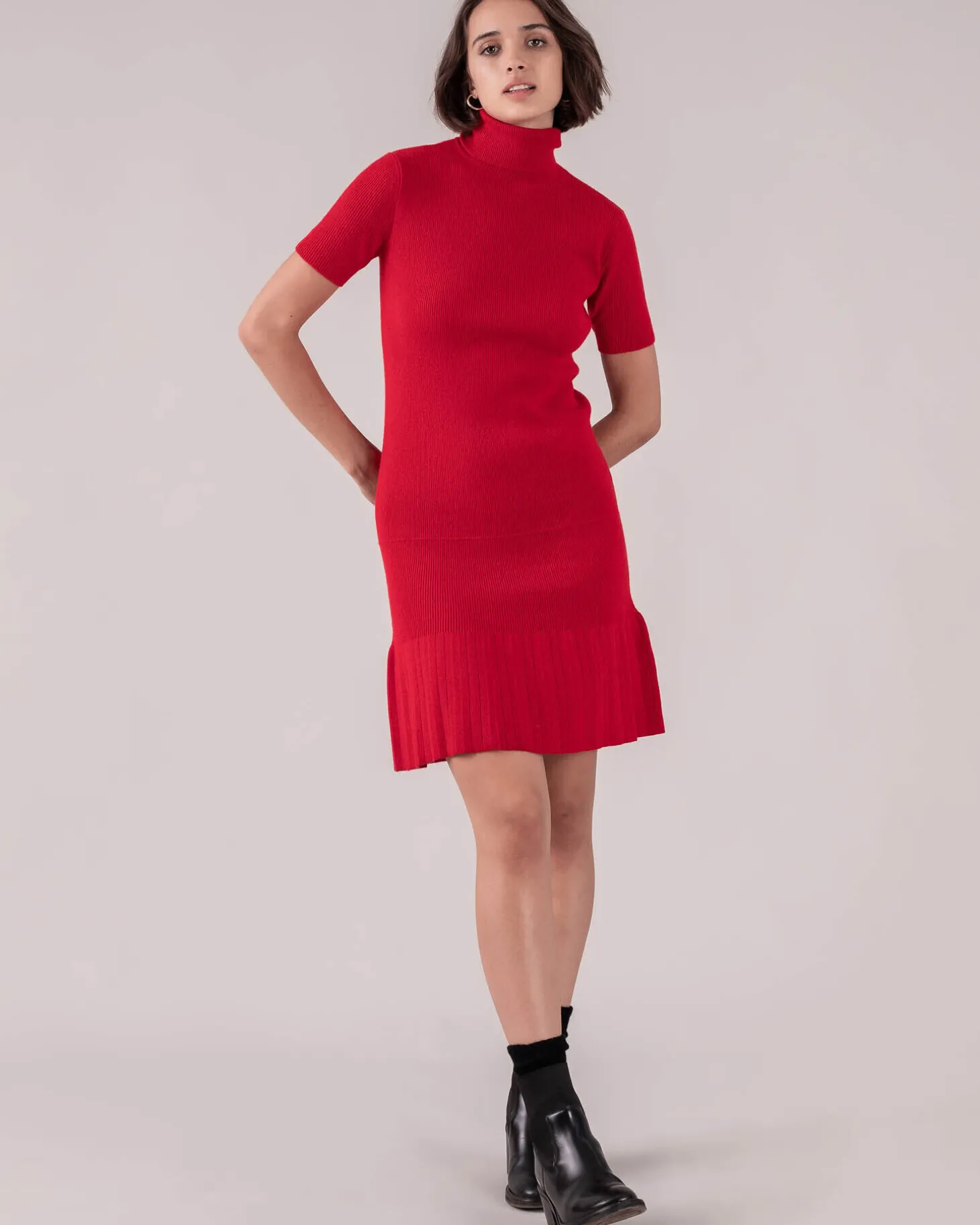Robe Cachemire Femme Manches Courtes