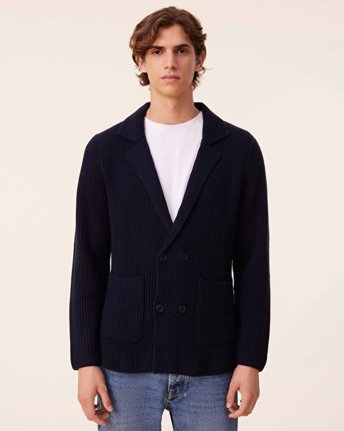 Veste Blazer Cachemire Cotes Anglaises, 6 Fils