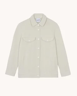Veste Oversize Cachemire Jacquard Denim, 4 Fils